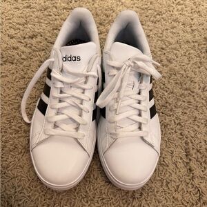 adidas White Low-Top Sneakers with Black Stripes